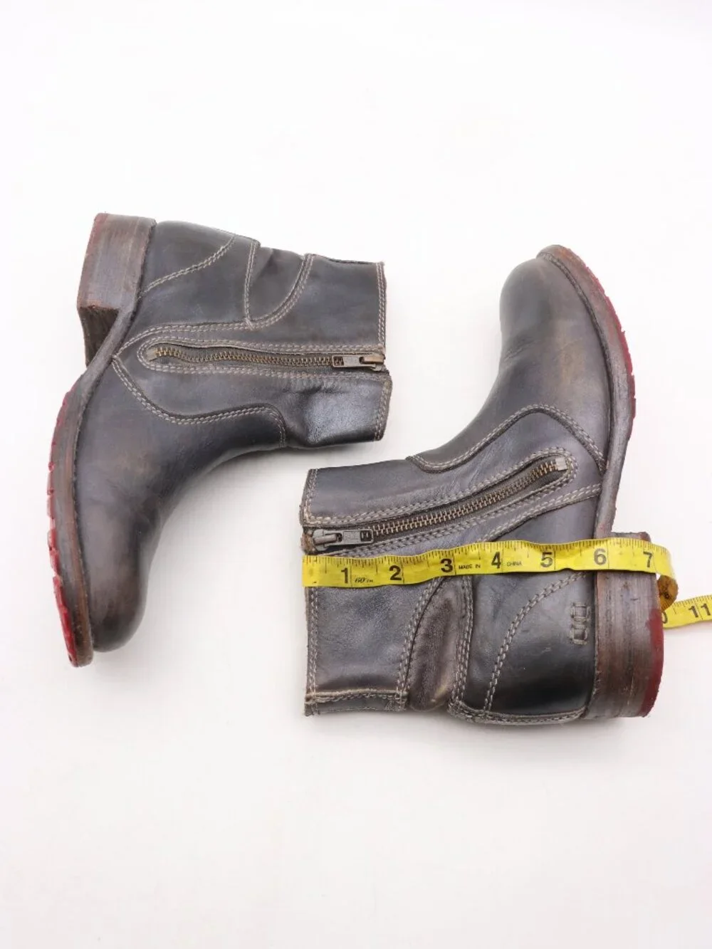 Bed Stu Eiffel Ankle Boots Women's 9 Brown Black Leather Distressed Side Zip